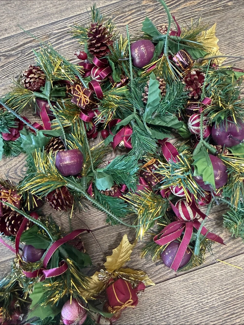 VTG Large lot of Burgundy and Gold Holiday Craft Pieces Perfect for Centerpieces